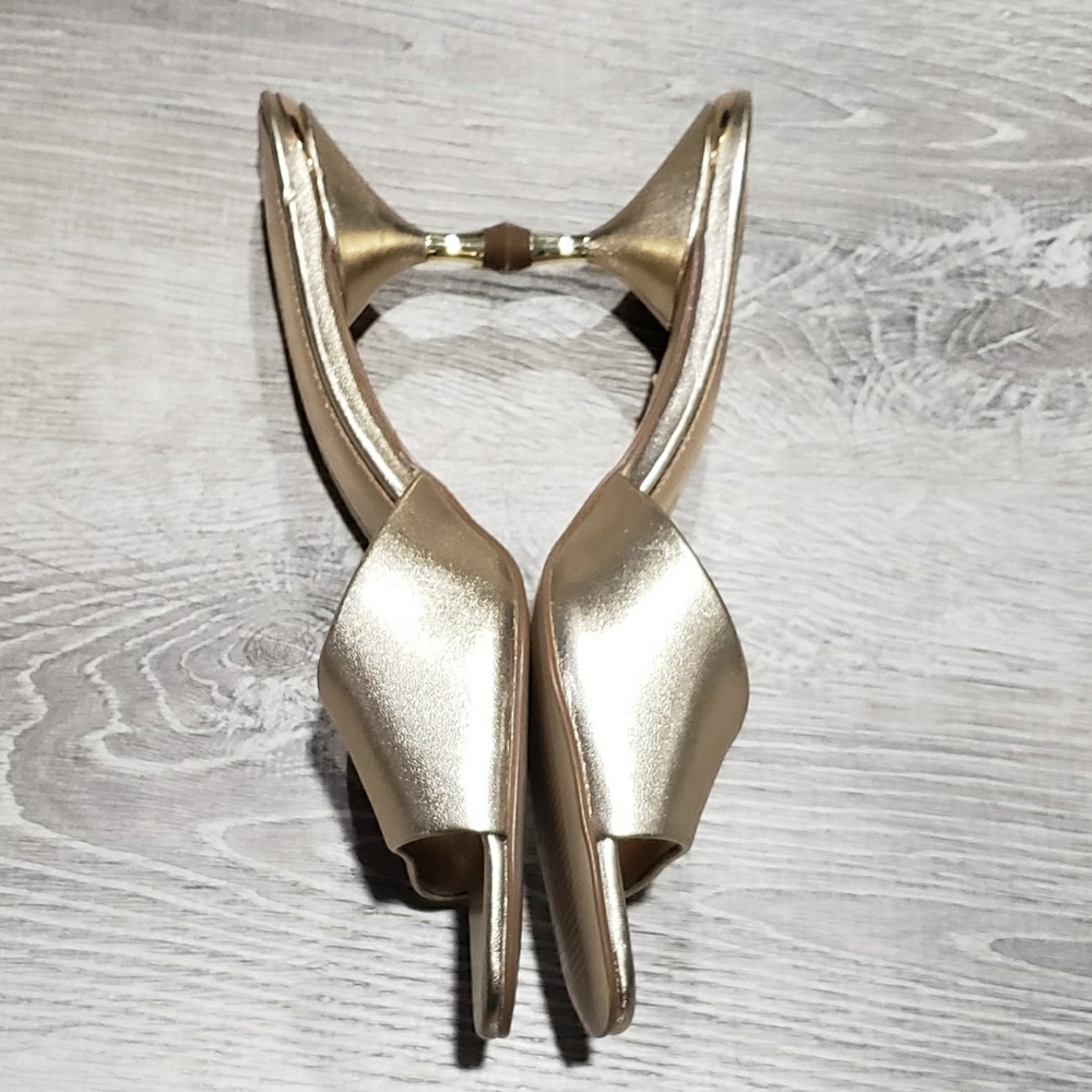 Lilly Pulitzer Kimi Mules Gold Metallic Slides - Picture 3 of 5